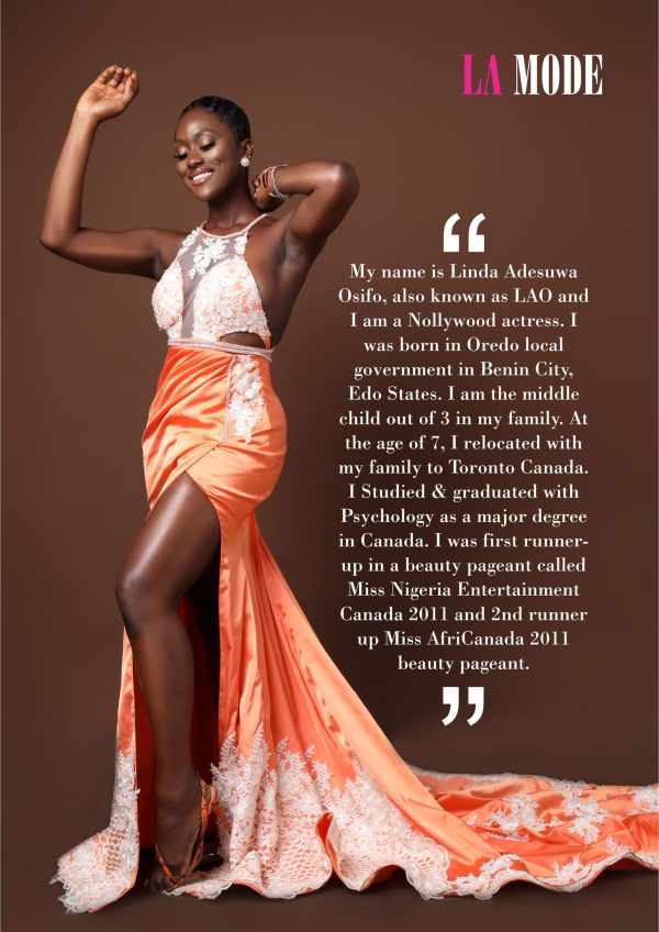 The 53rd edition of La Mode Magazine featuring actress, Linda Osifo