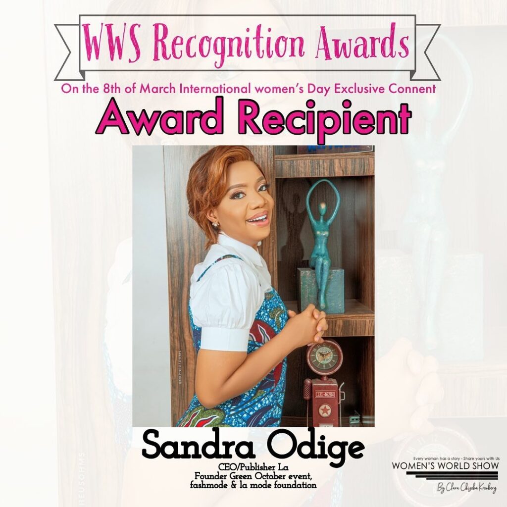 International Women’s Day Sandra Odige Receives WWS International Recognition Award.