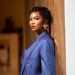 Wofai Fada in Navy pinstripes