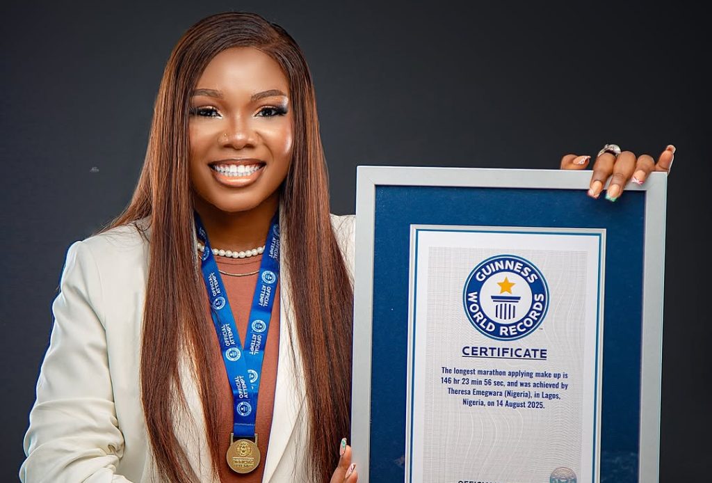 Tesglam Sets Guinness World Record With 146-Hour Makeup Marathon in Lagos Tesglam