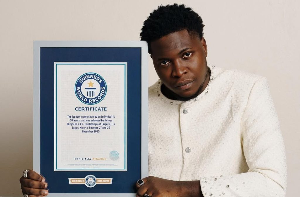 FaddotheGreat Breaks Guinness World Record With 50-Hour Magic Show in Lagos FaddotheGreat
