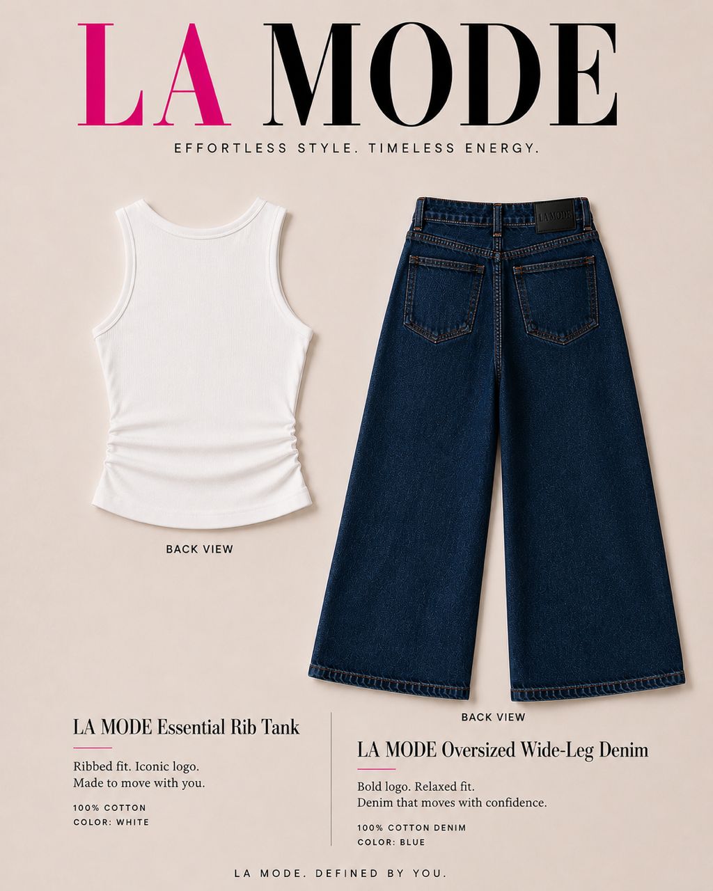 LA MODE Oversized Wide-Leg Denim - Reserve Now! - Image 4