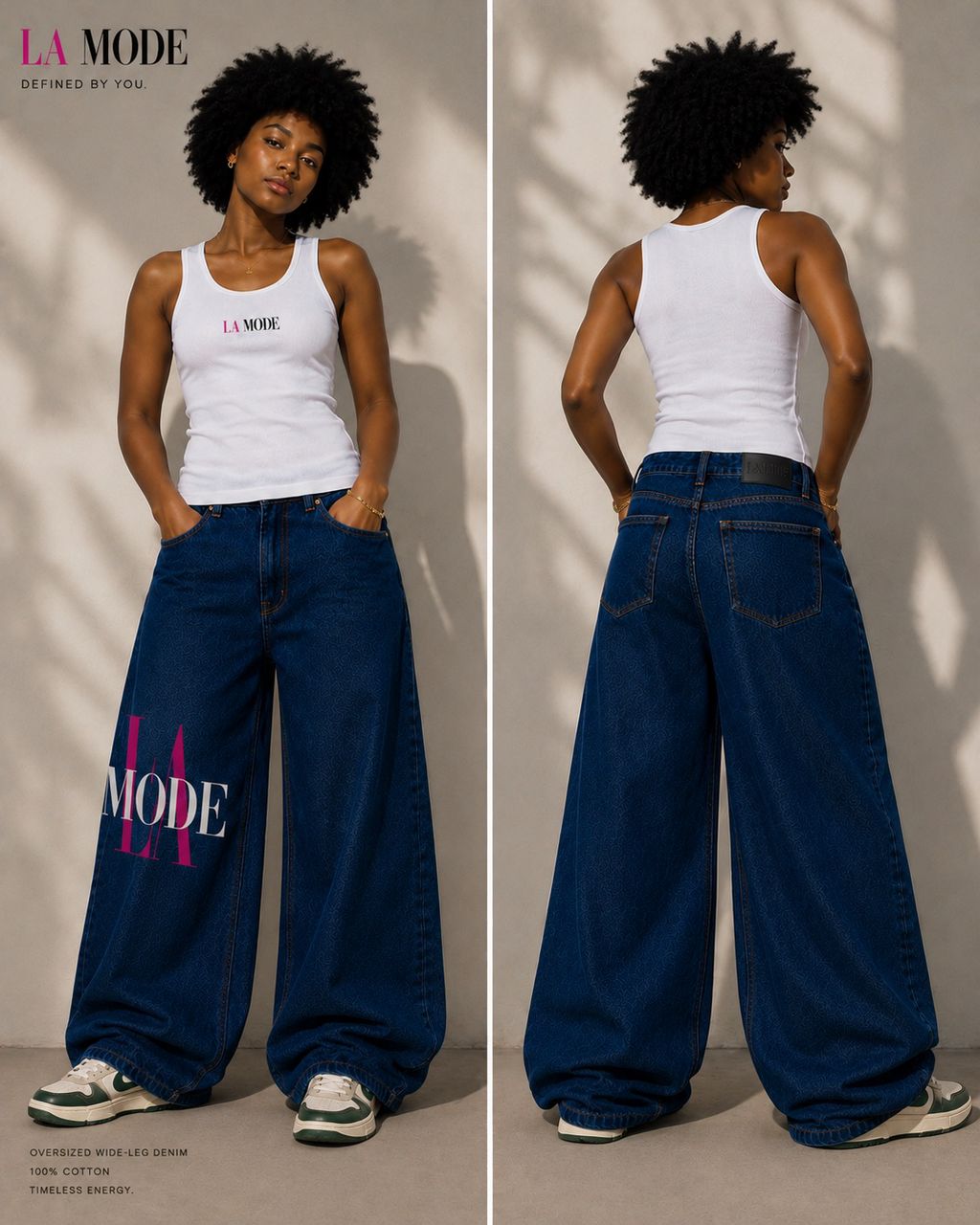 LA MODE Oversized Wide-Leg Denim