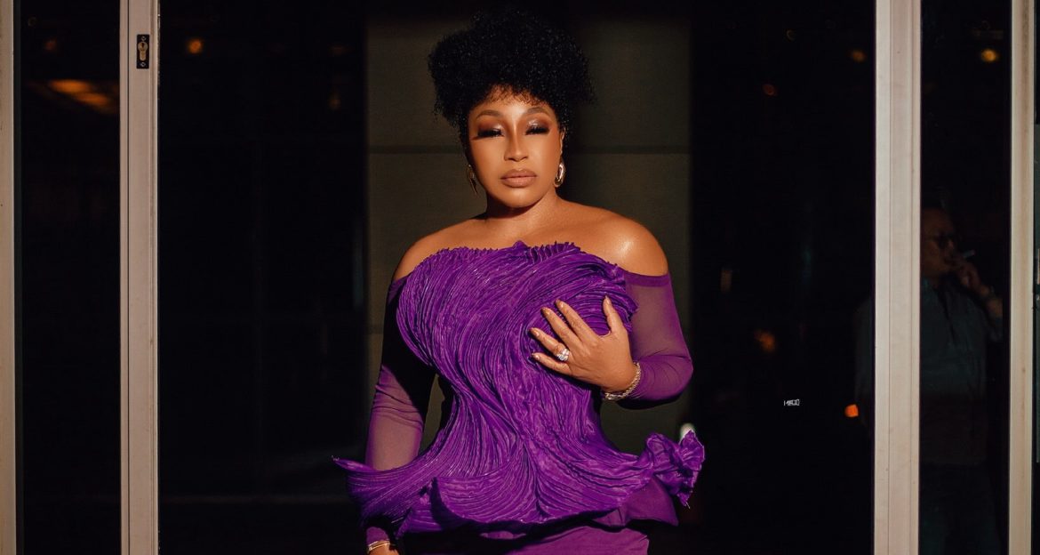 Rita Dominic Serves Timeless Elegance in a Sculptural Purple Gown